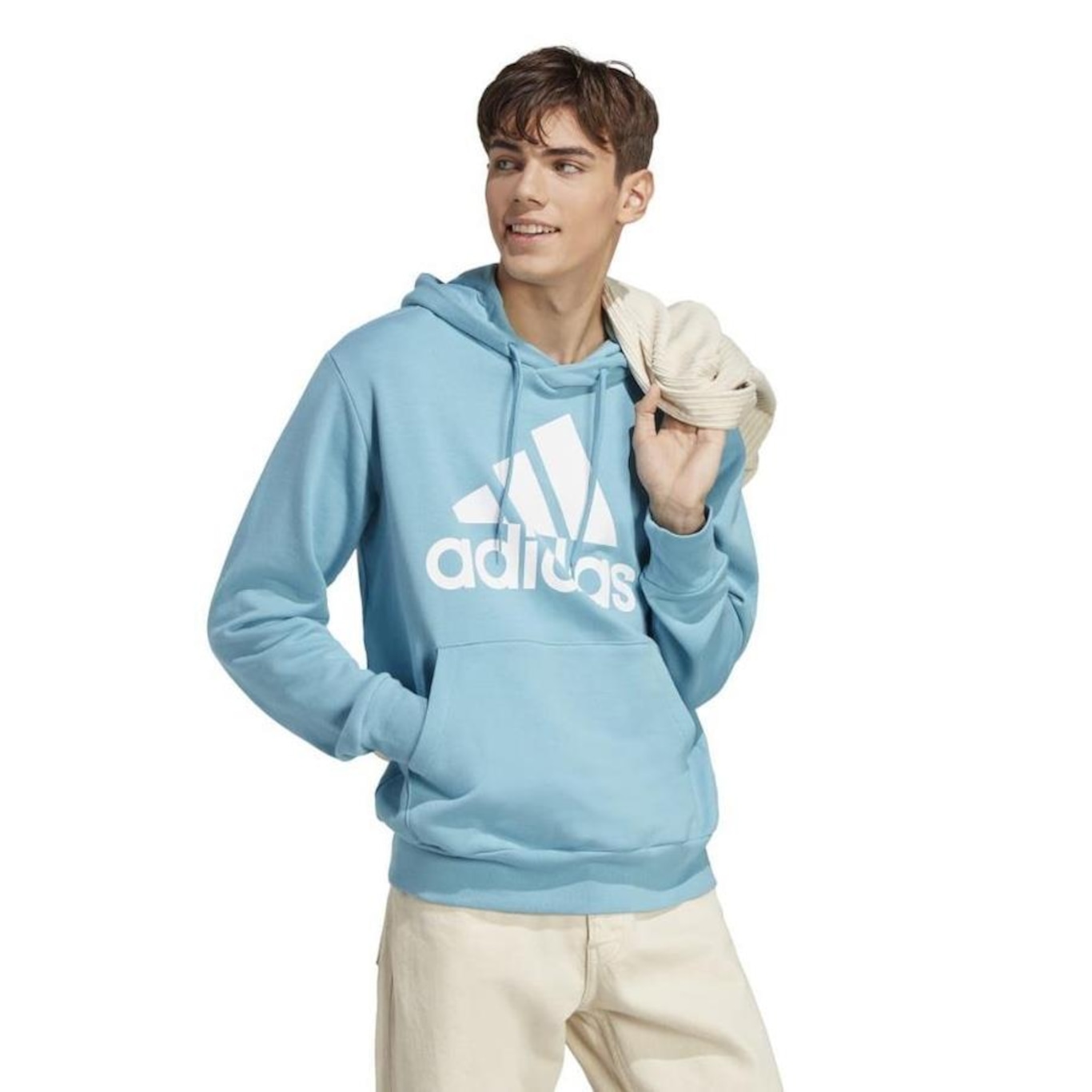 Blusão de Moletinho com Capuz adidas Essentials Big Logo - Masculino - Foto 4