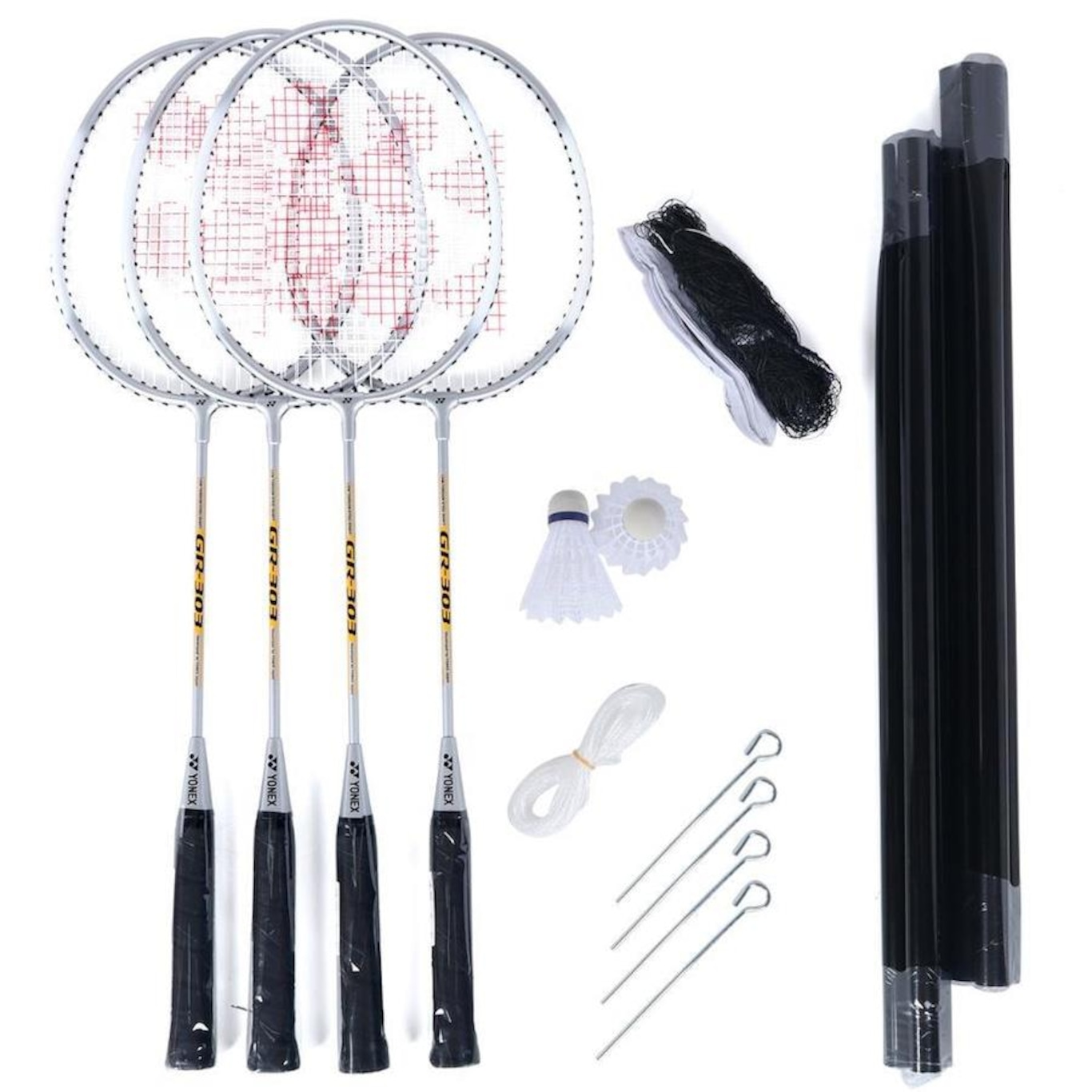 Kit de Badminton Yonex GR-303 4 Raquetes + 2 Petecas - Foto 1