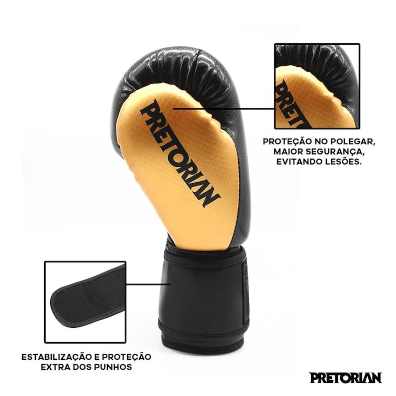 Luvas de Boxe Pretorian Black Line - 12 OZ - Adulto - Foto 3