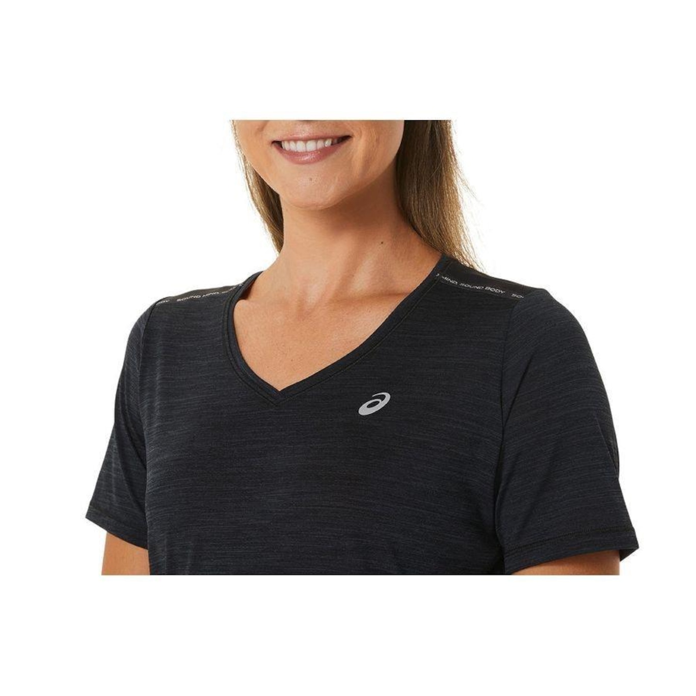 Camiseta Asics Race V-Neck - Feminina - Foto 4