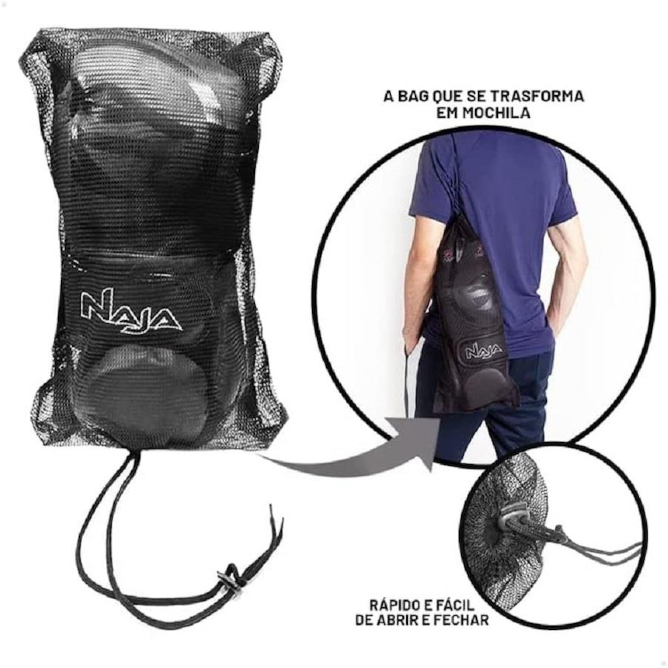 Kit de Boxe Naja: Bandagem + Protetor Bucal + Luvas de Boxe Black - 10 OZ - Adulto - Foto 6