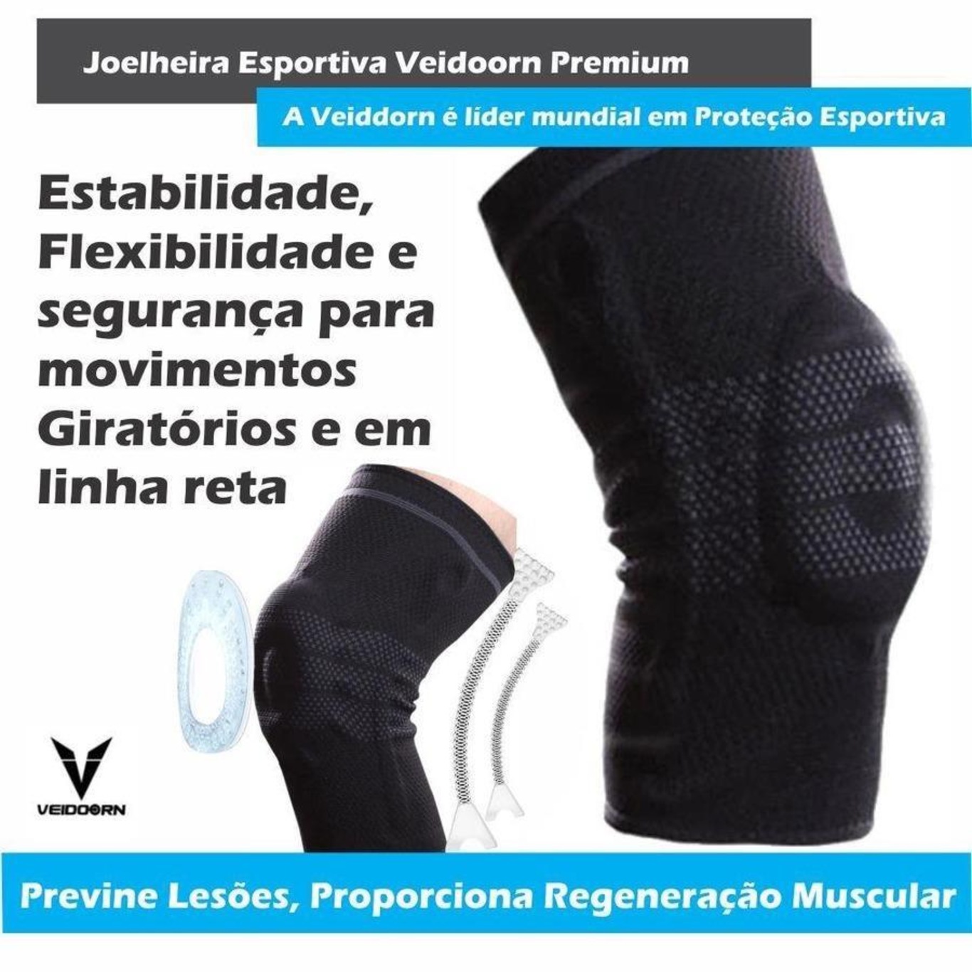 Joelheira de Compressão Veiddorn 3D Anel de Silicone - Adulto - Foto 2