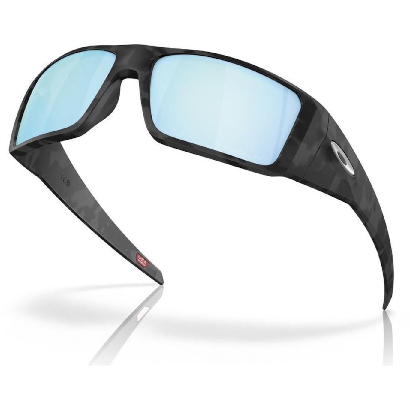 Óculos de Sol Oakley Unissex Heliostat Matte Black Camo Deep Water - Foto 3