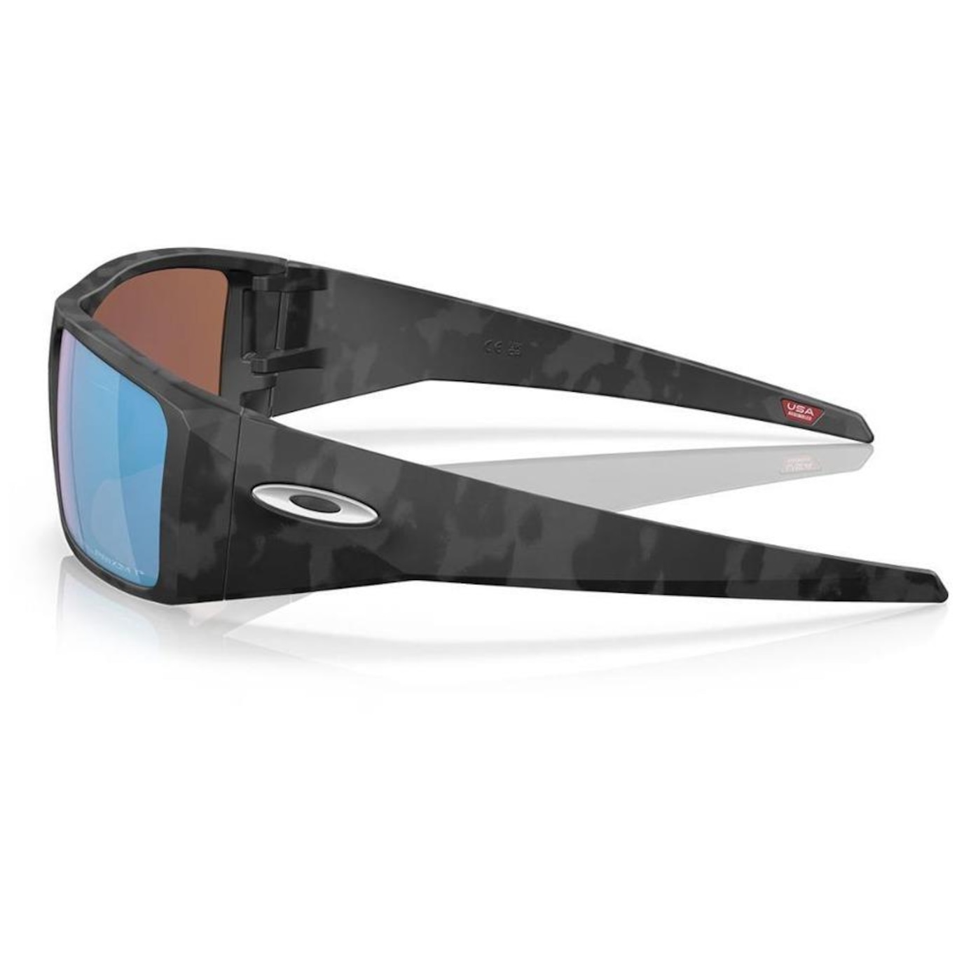 Óculos de Sol Oakley Unissex Heliostat Matte Black Camo Deep Water - Foto 4