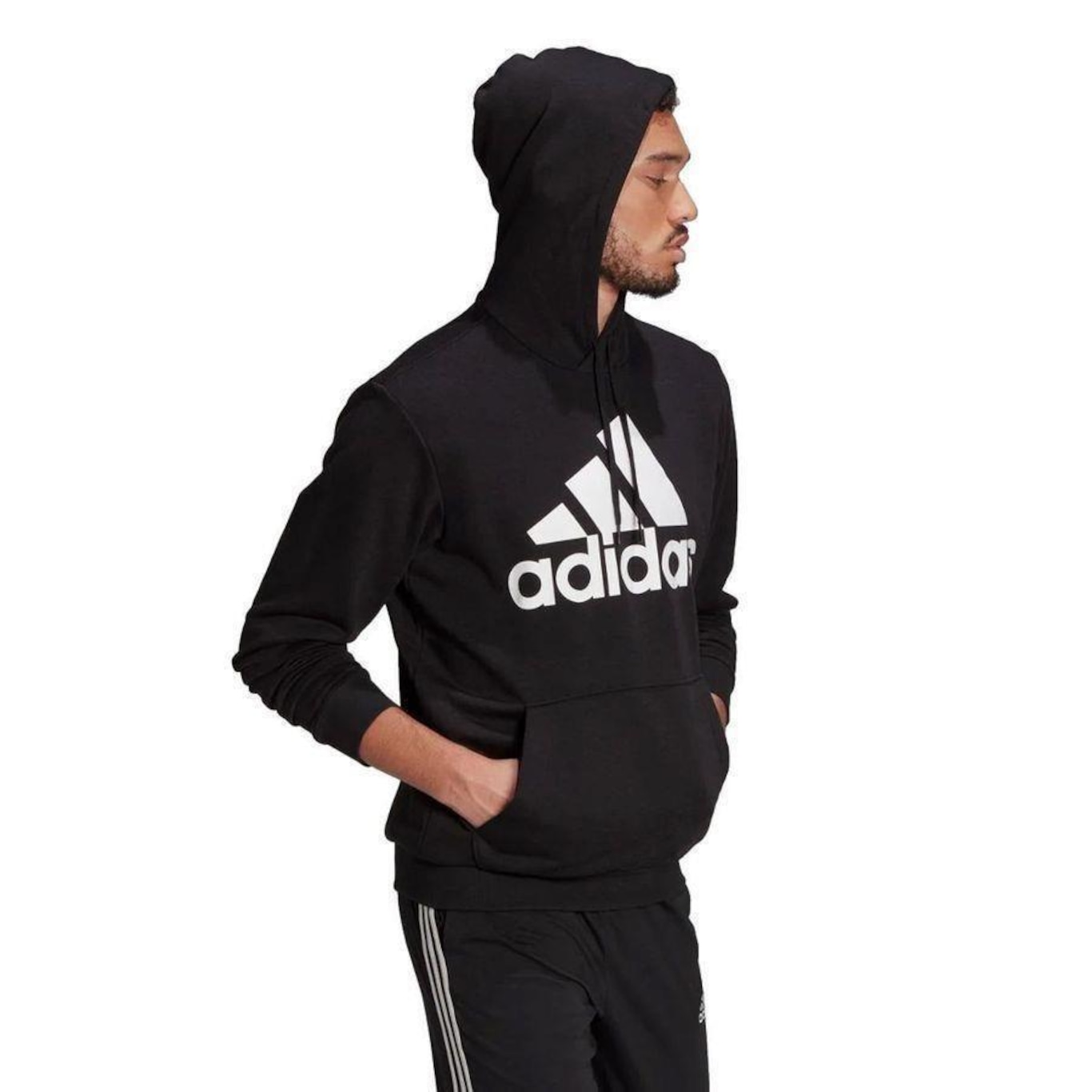 Blusão de Moletom com Capuz adidas Essentials Big Logo - Masculino - Foto 4