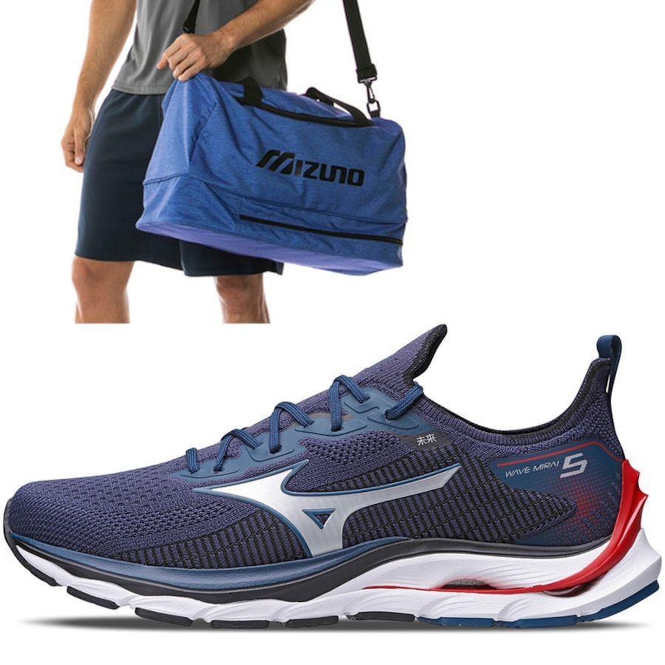 Kit Mizuno: Tênis Wave Mirai 5 + Mala Master - Unissex - Foto 1