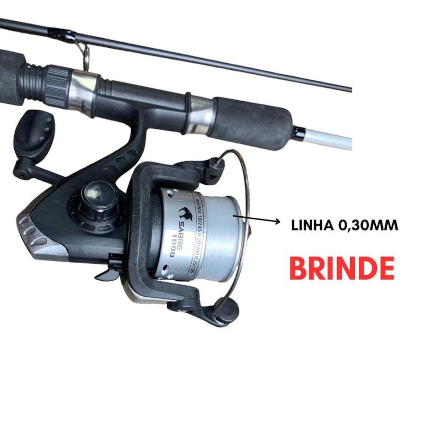 Kit de Pesca Petlazer com Vara 1,50m 17lb 2P + Molinete Sabre Linha 0,30 - Foto 2