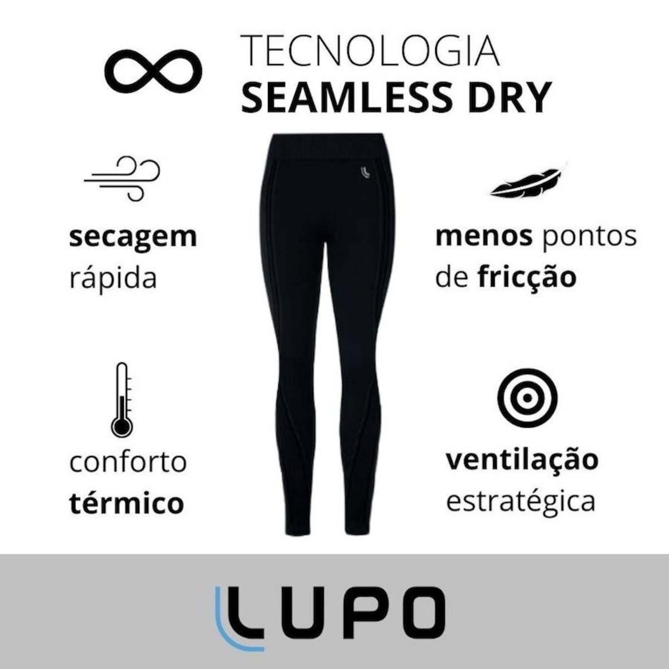 Calça Legging Lupo Max Feminino Cinza - Clínica do Tênis