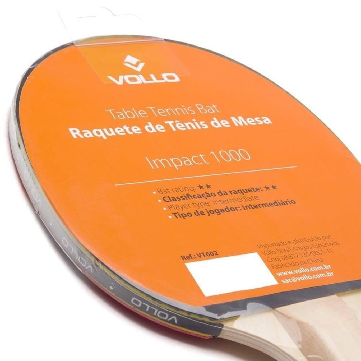 Kit Raquete Tênis de Mesa Emborrachada Vollo Impact 1000 - 2 unidades - Foto 3