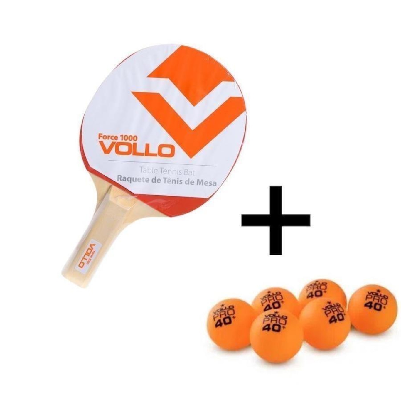 Kit de Tênis de Mesa Vollo: Raquete de Ping Pong Force 1000 + 6 Bolas 1 Estrela - Foto 2