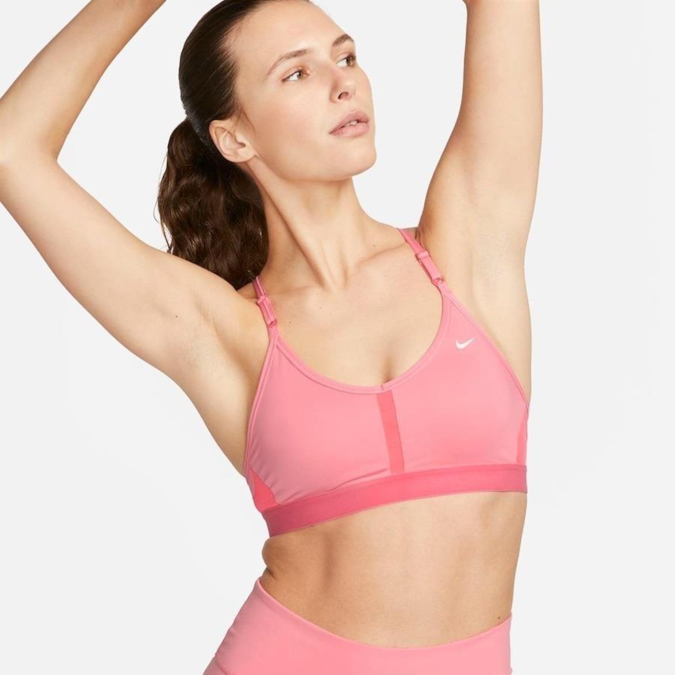 Nike Training Plus Indy light support sports bra in pink
