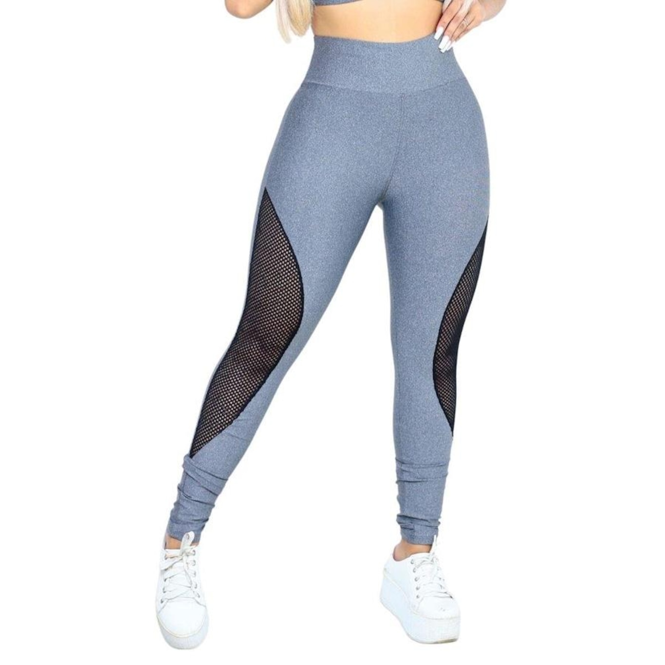 Calça Arrastão Legging Belmento Detalhe Rede Academia Fitness Suplex - Feminina - Foto 2