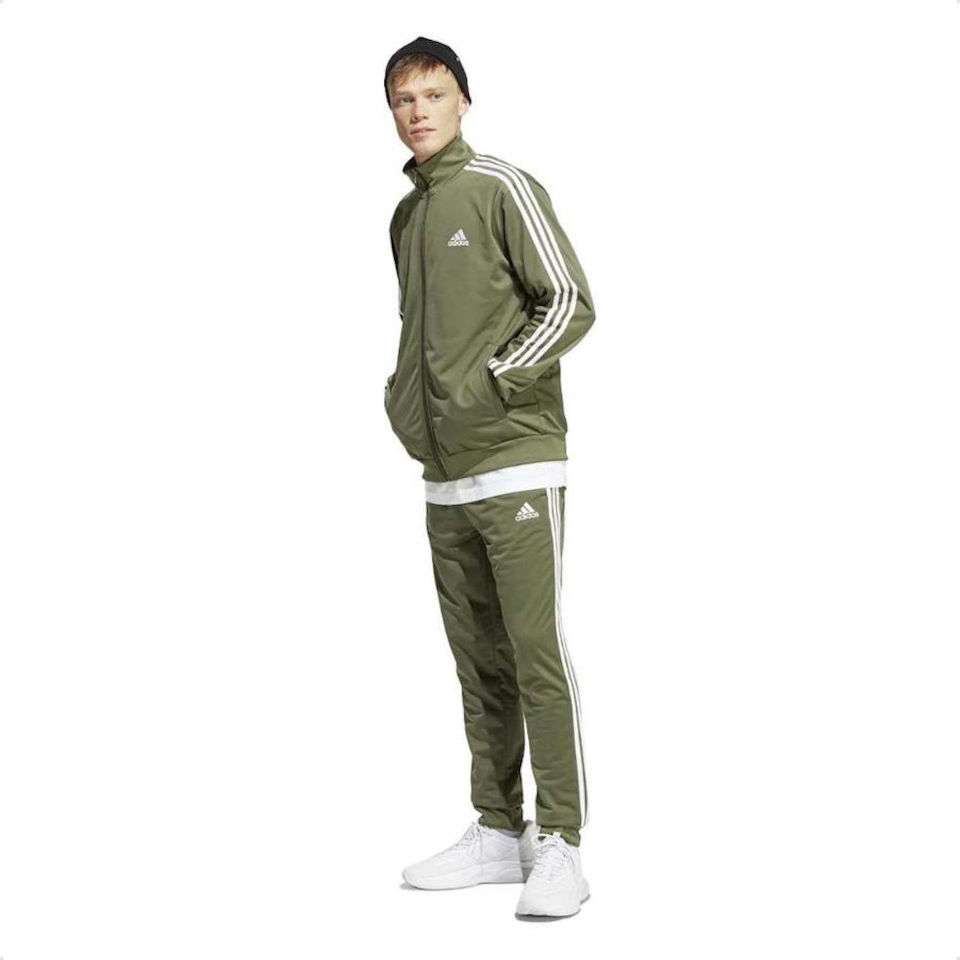 Agasalho sem Capuz adidas Malha Basic 3-Stripes - Masculino - Foto 1