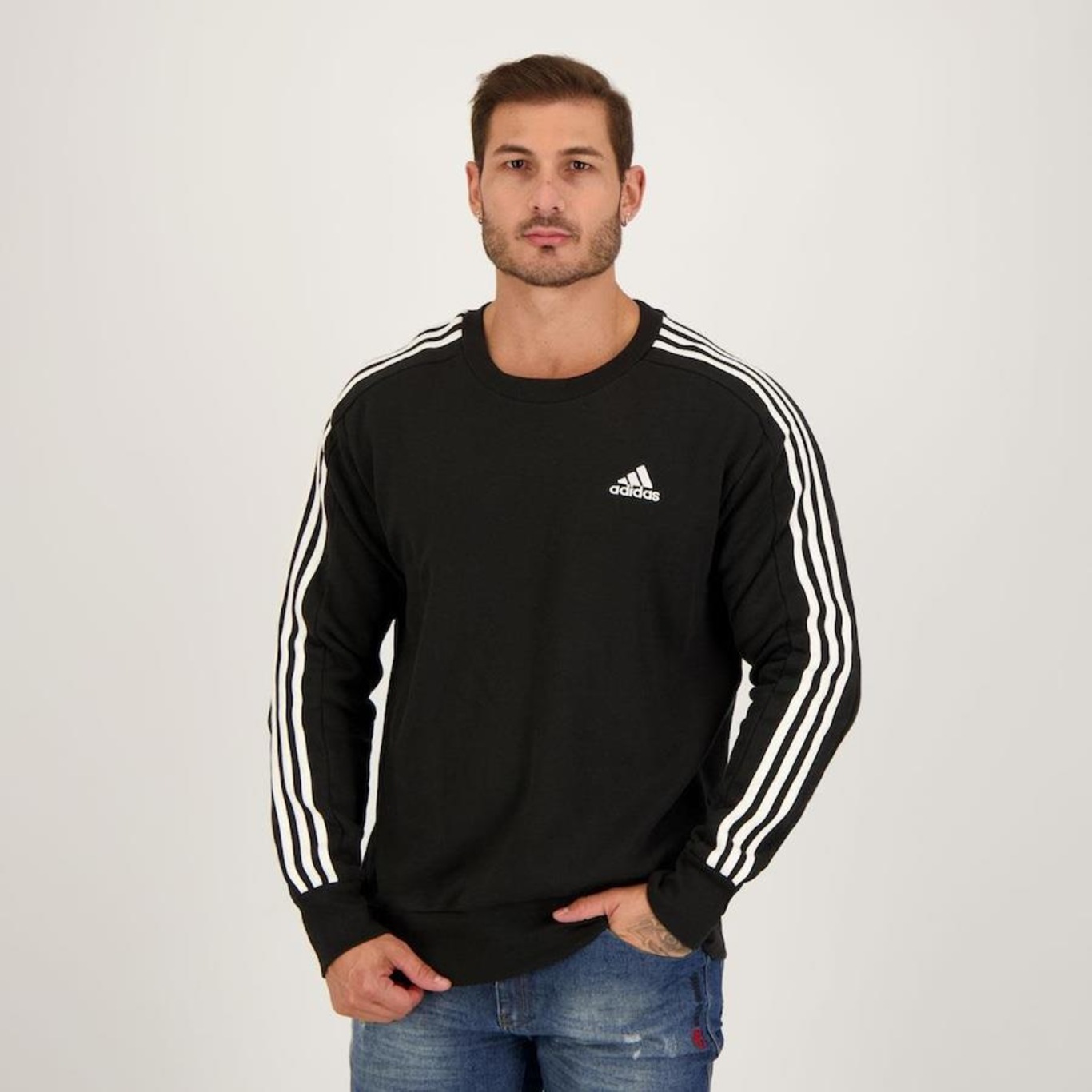 Blusão de Moletom adidas 3 Listras - Masculino - Foto 2