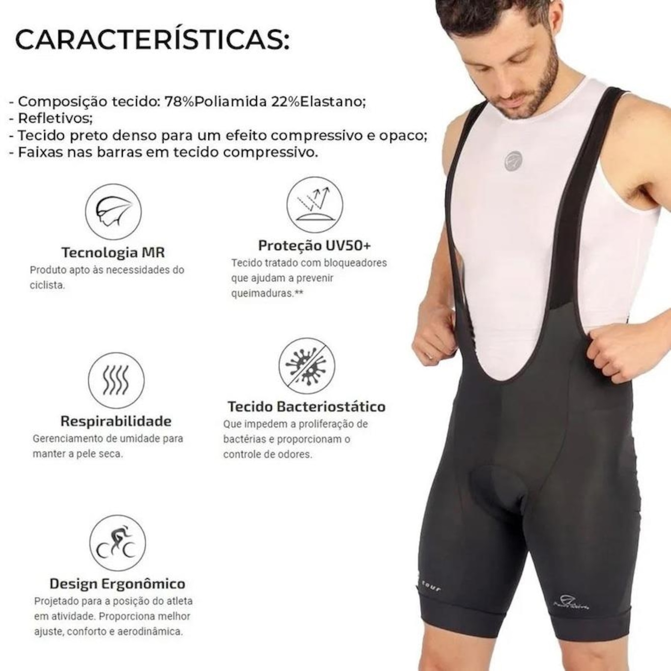 Kit Bretelle Mauro Ribeiro Light Tour + Meia Cano Médio ERT Extreme Cool - Masculino - Foto 4