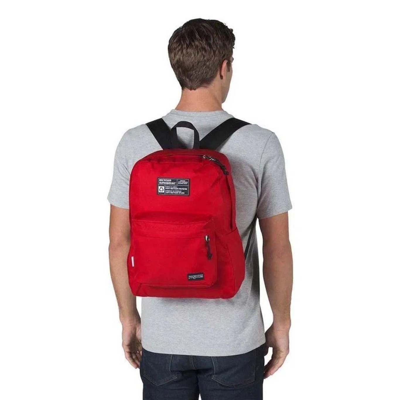 Mochila JanSport Recycled Superbreak Red Tape - 26 Litros - Foto 3