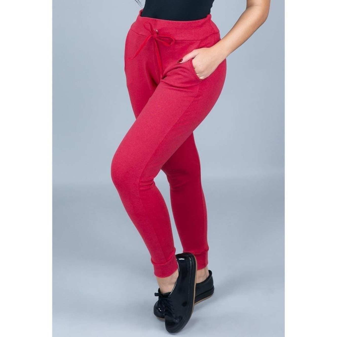 Calça de Moletom MVB Modas Cintura Alta Ribana - Feminina - Foto 2