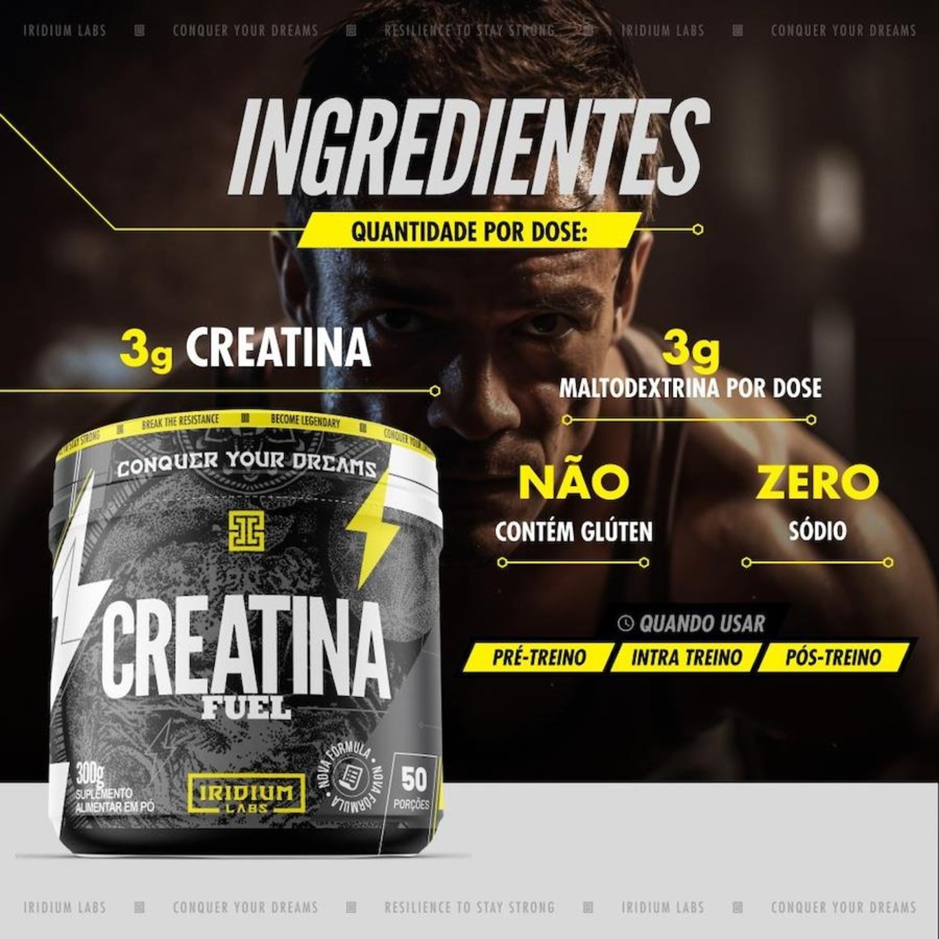 Kit Creatina Iridium Labs Fuel 300g - 3 unidades - Foto 3