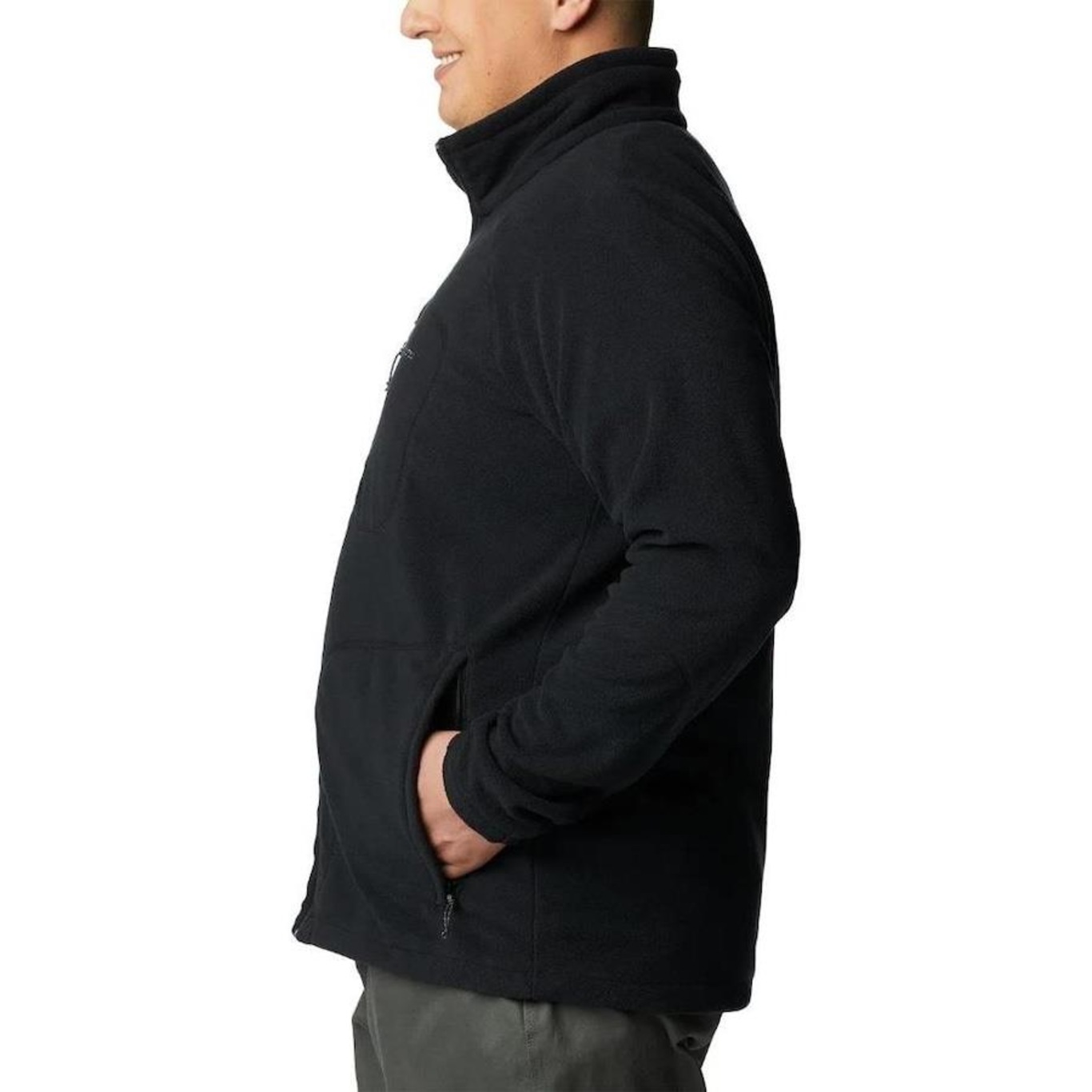 Casaco Plus Size Fleece Preto Sem Capuz