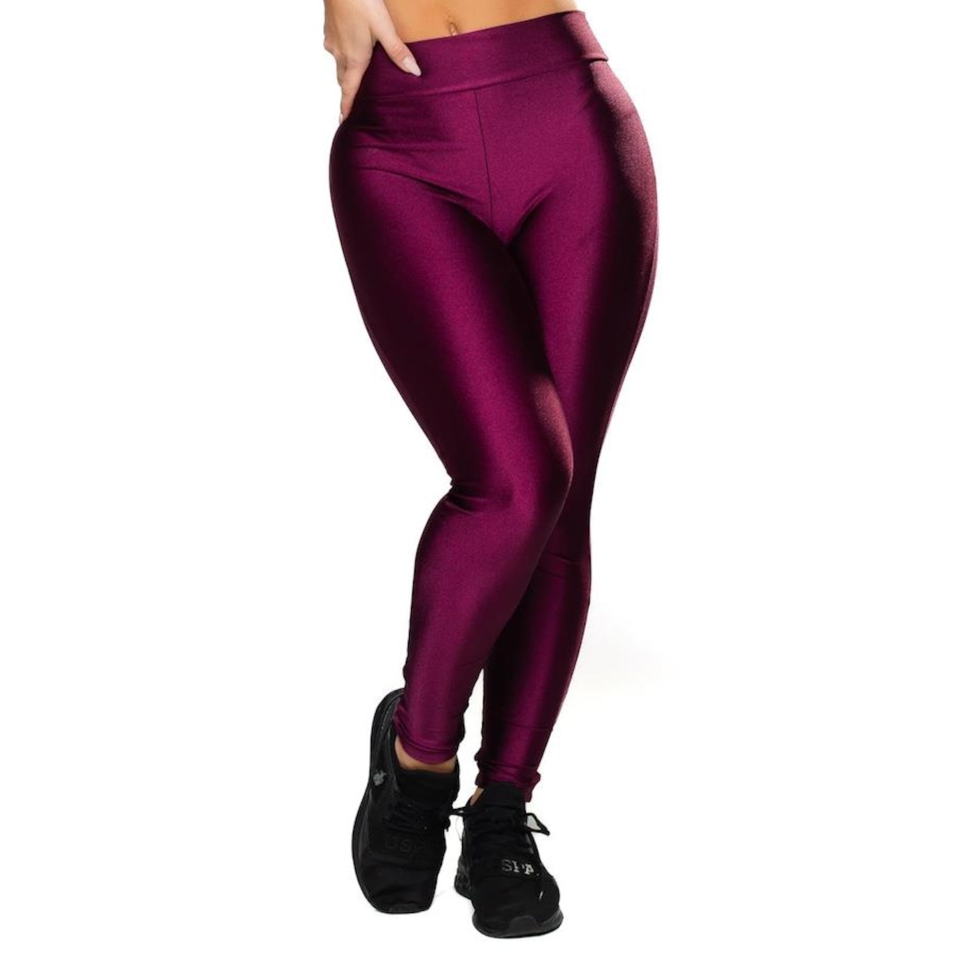 Calça Legging MVB Modas Poliamida Brilhosa Cintura Alta - Feminina - Foto 1