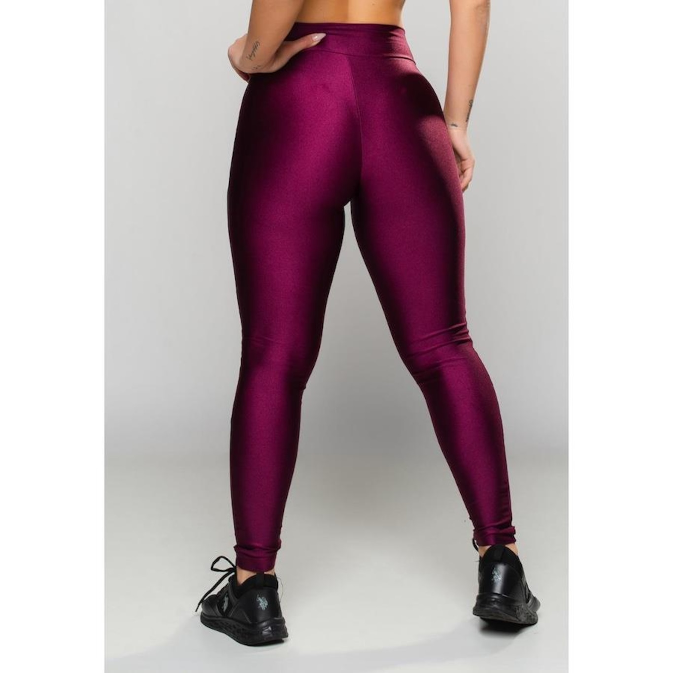 Calça Legging MVB Modas Poliamida Brilhosa Cintura Alta - Feminina - Foto 2