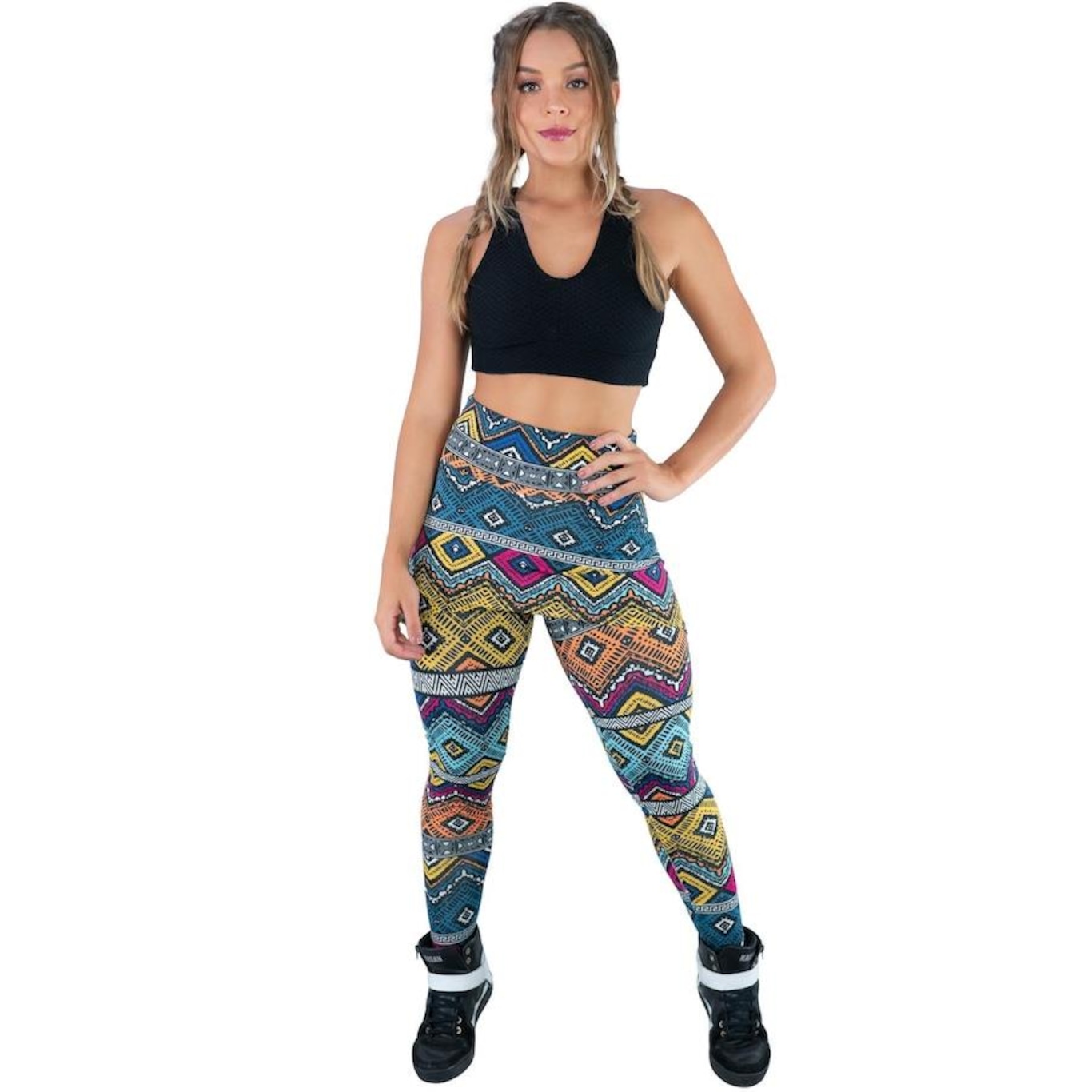 Calça Legging MVB Modas Suplex Saia Tapa Bumbum Estampada Cintura Alta - Feminina - Foto 3