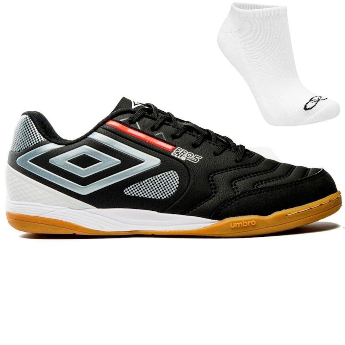 Chuteira Futsal Umbro Pro 5 Bump Club + Par de Meias - Adulto - Foto 1