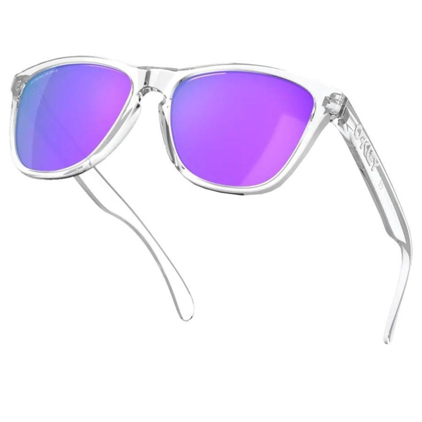 Óculos de Sol Oakley Unissex Frogskins Polished Clear Prizm Violet - Foto 5