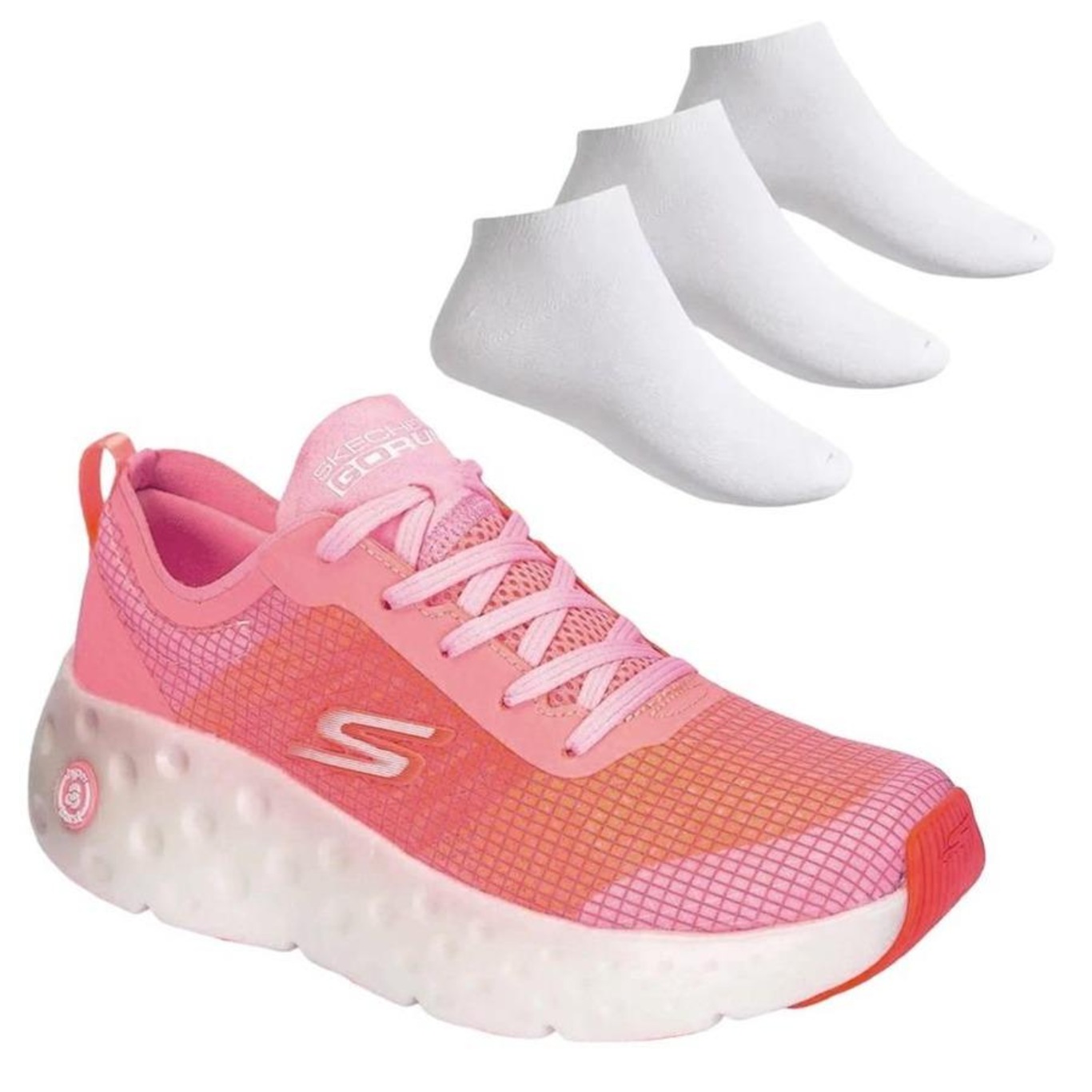 Kit Tênis Skechers Max Cushioning + 3 Pares de Meias - Feminino - Foto 1