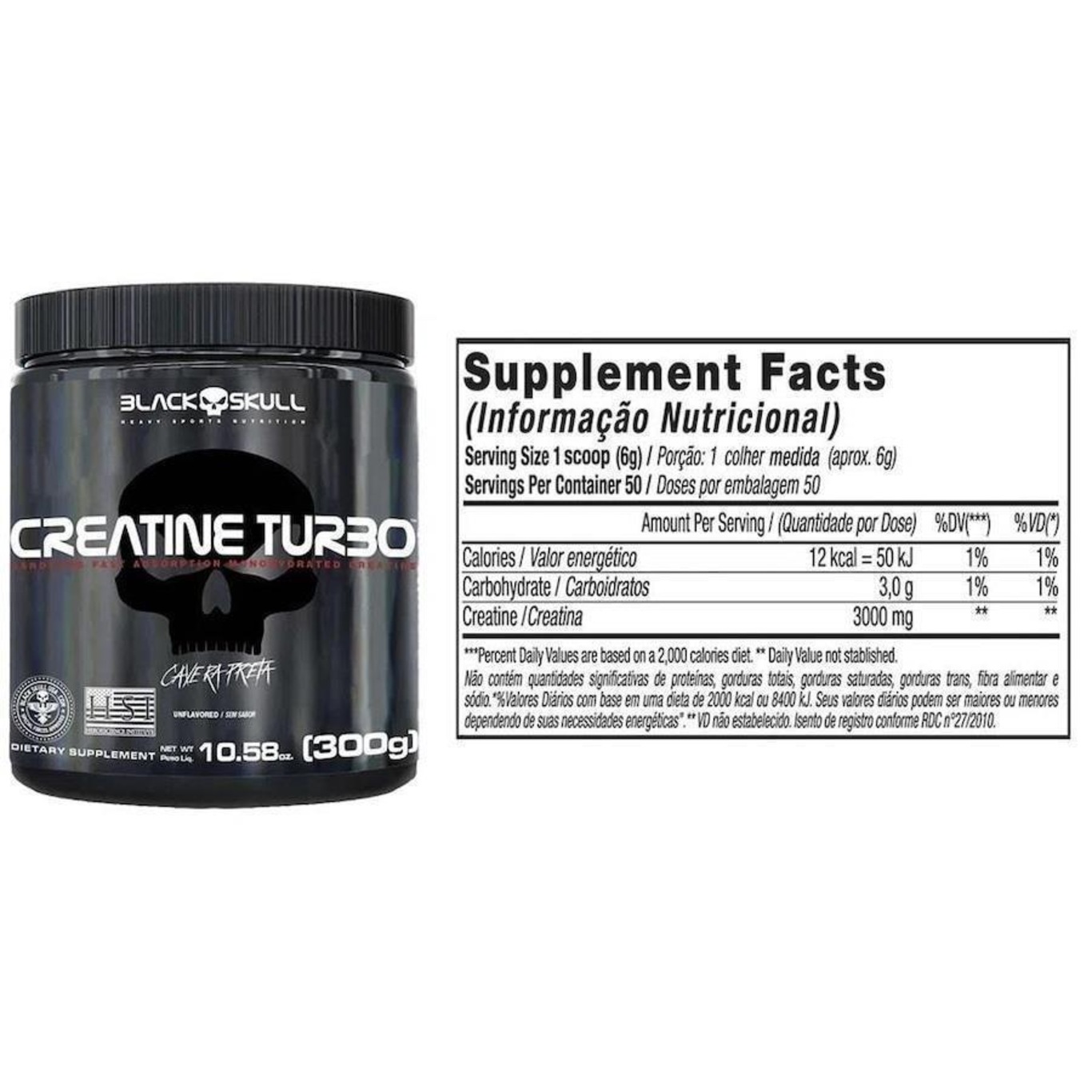 Creatina Turbo Black Skull Sem Sabor 300g Centauro