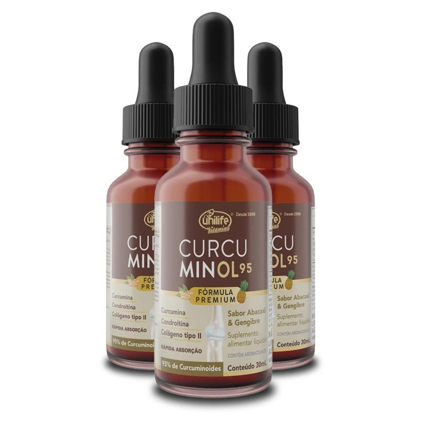 Curcuminol Kit 5x Curcuminol Unilife Sabor Abacaxi e Gengibre em Gotas - 30Ml ...