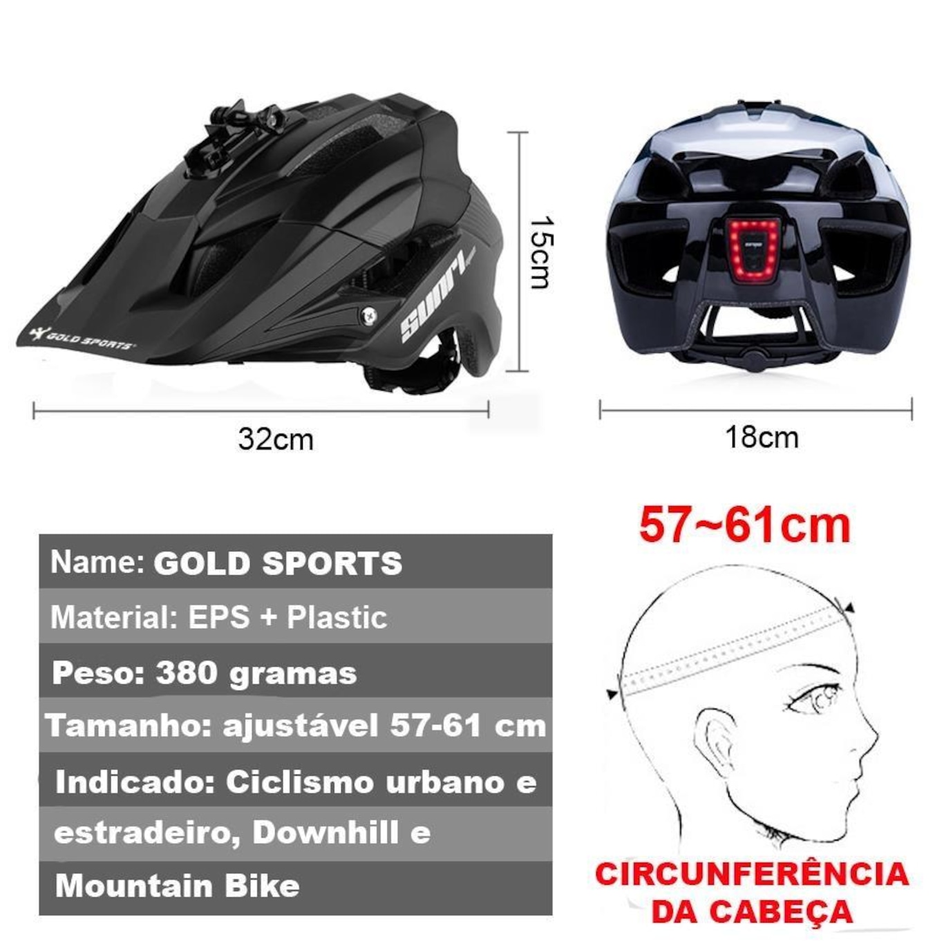 Capacete para Ciclismo Gold Sports Ultra Light - Adulto - Foto 4