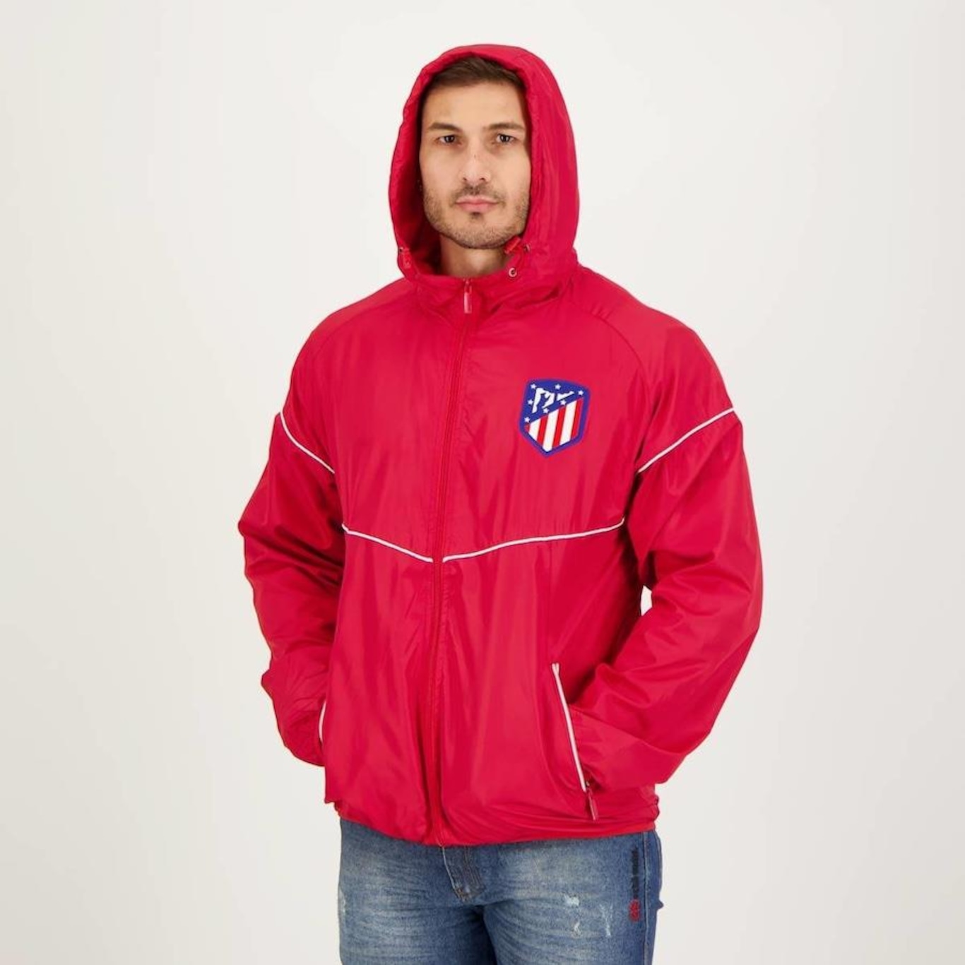 Jaqueta Corta Vento com Capuz Atlético de Madrid Futfanatics - Masculina - Foto 2