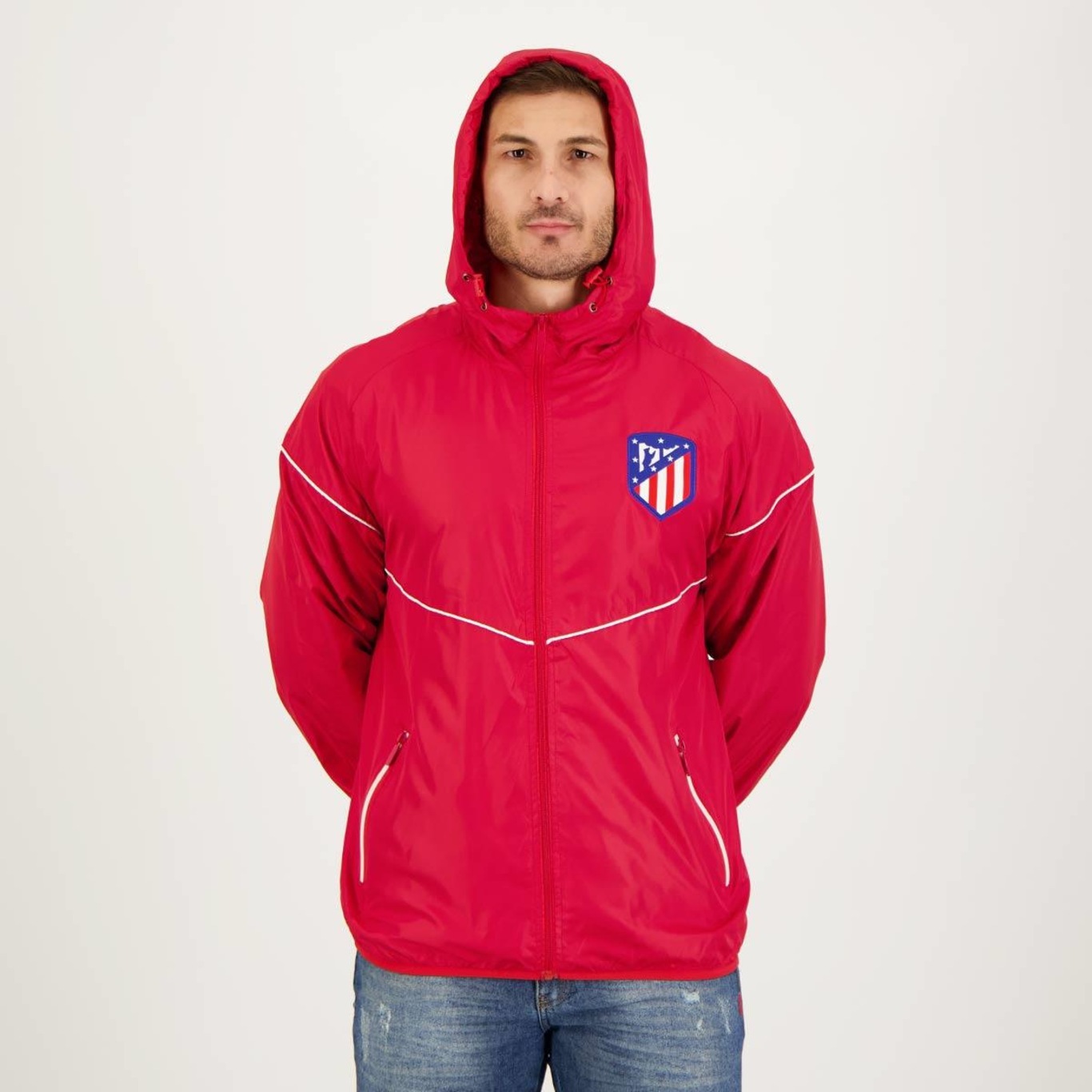 Jaqueta Corta Vento com Capuz Atlético de Madrid Futfanatics - Masculina - Foto 5