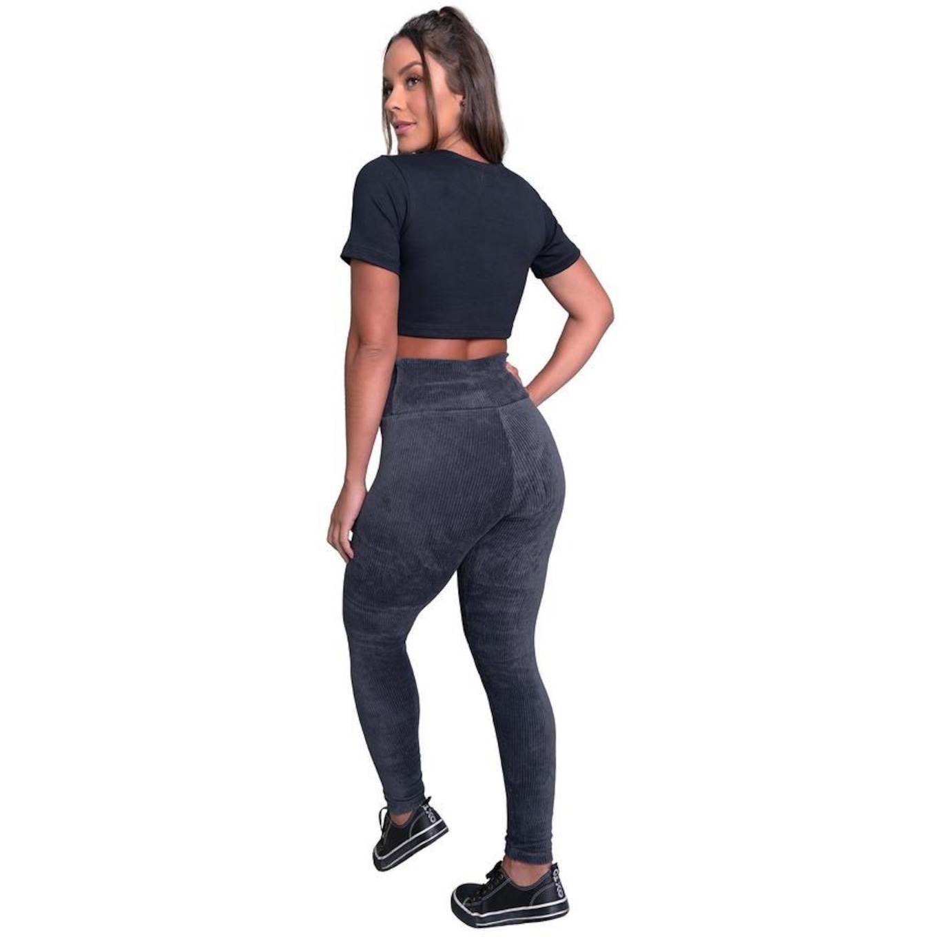 Calça Legging Mvb Modas Veludo Cotelê Cintura Alta - Feminina - Foto 4