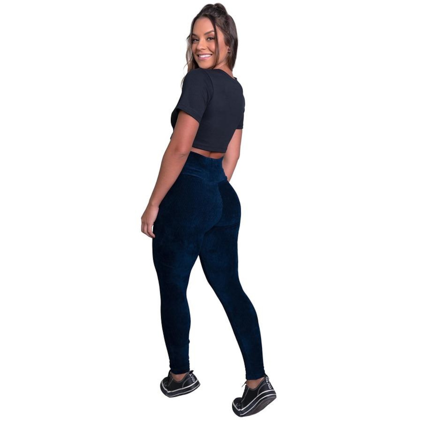 Calça Legging Mvb Modas Veludo Cotelê Cintura Alta - Feminina - Foto 4