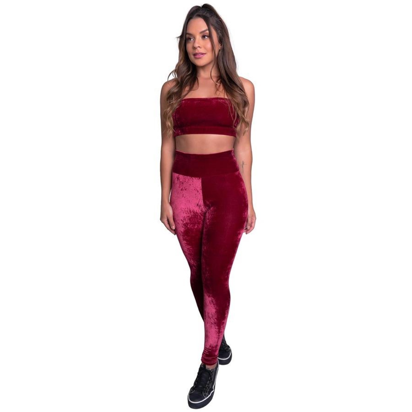 Calça Legging MVB Modas Veludo Molhado Cintura - Feminina - Foto 3