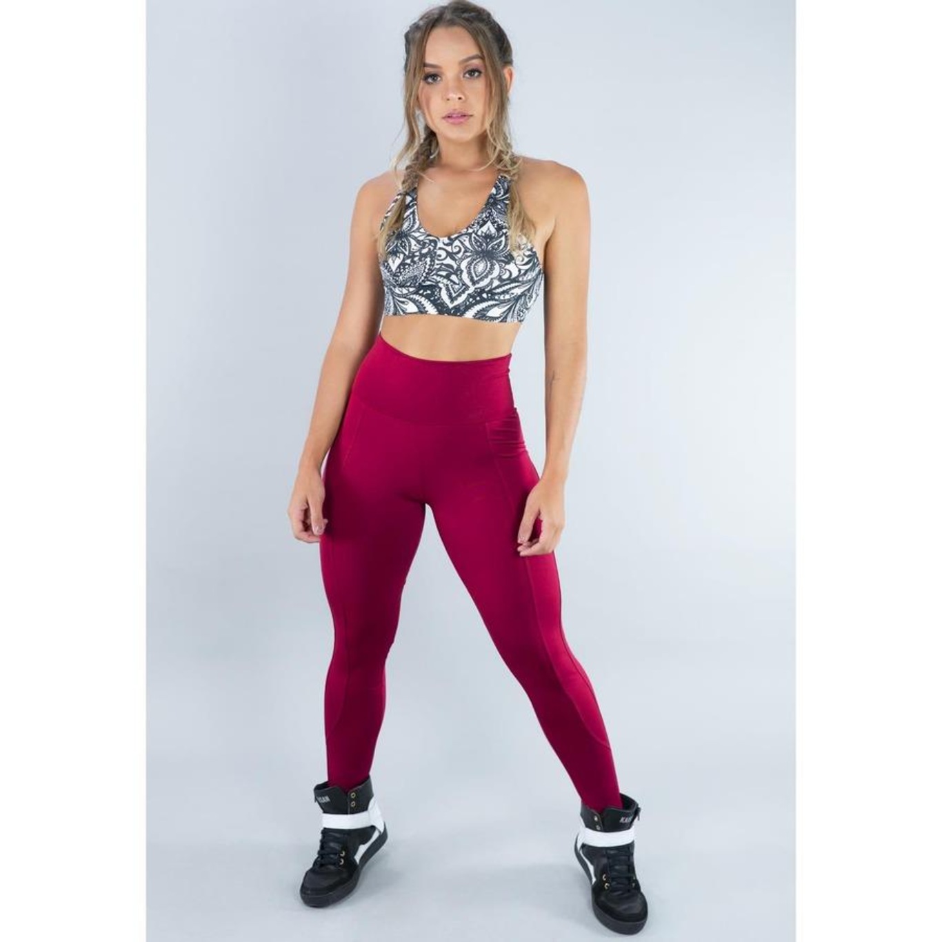 Calça Legging Mvb Modas Montaria Cintura Alta Suplex - Feminina - Foto 3