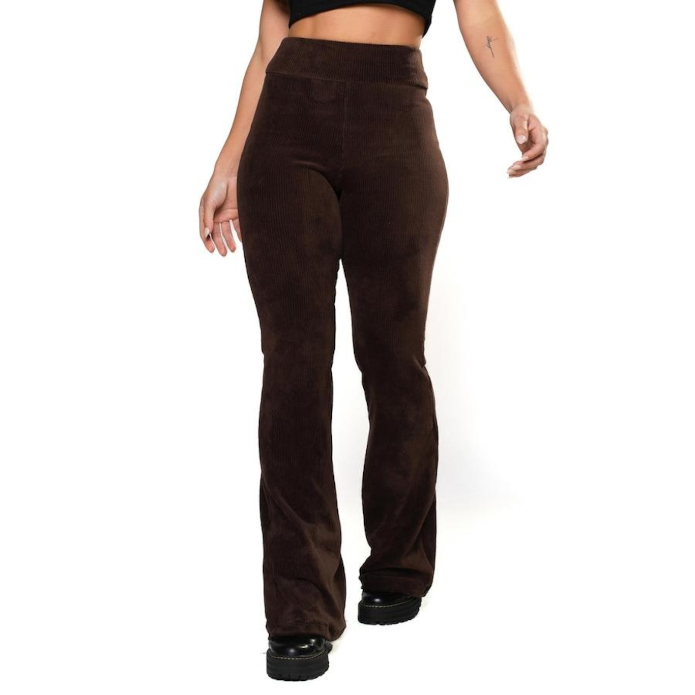 Calça Flare MVB Modas Cintura Alta Veludo Cotelê Pantalona - Feminina - Foto 1