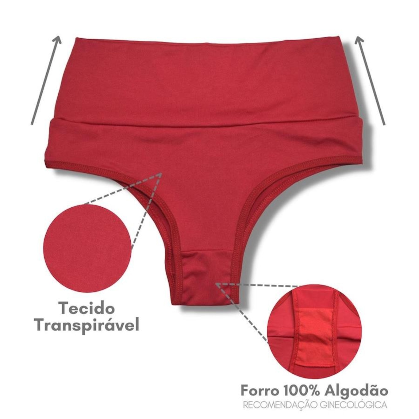 Kit Calcinha Viére Lingerie Cós Alto Duplo - 3 unidades - Feminino - Foto 6