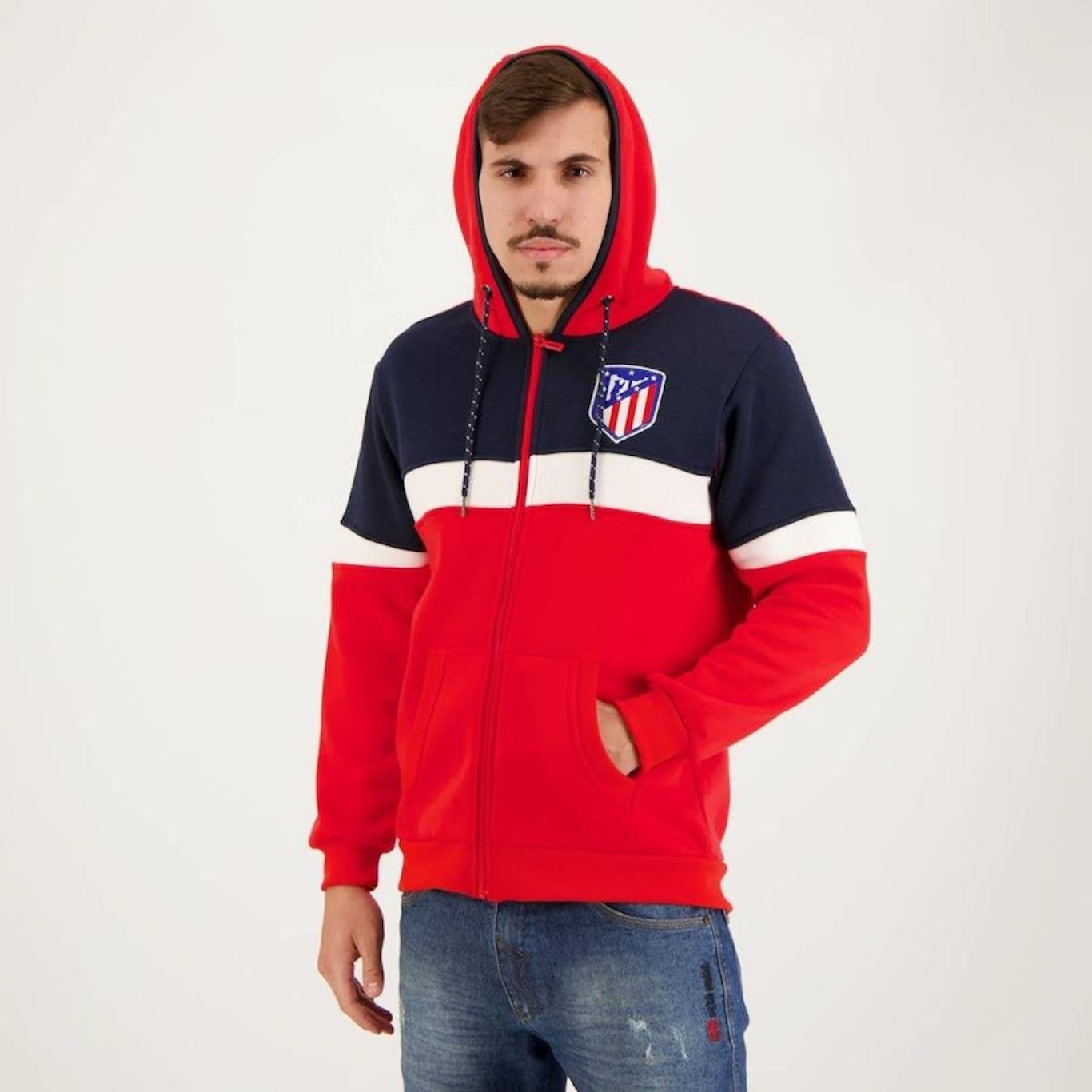 Jaqueta de Moletom Atlético de Madrid com Capuz Futfanatics - Masculina - Foto 2