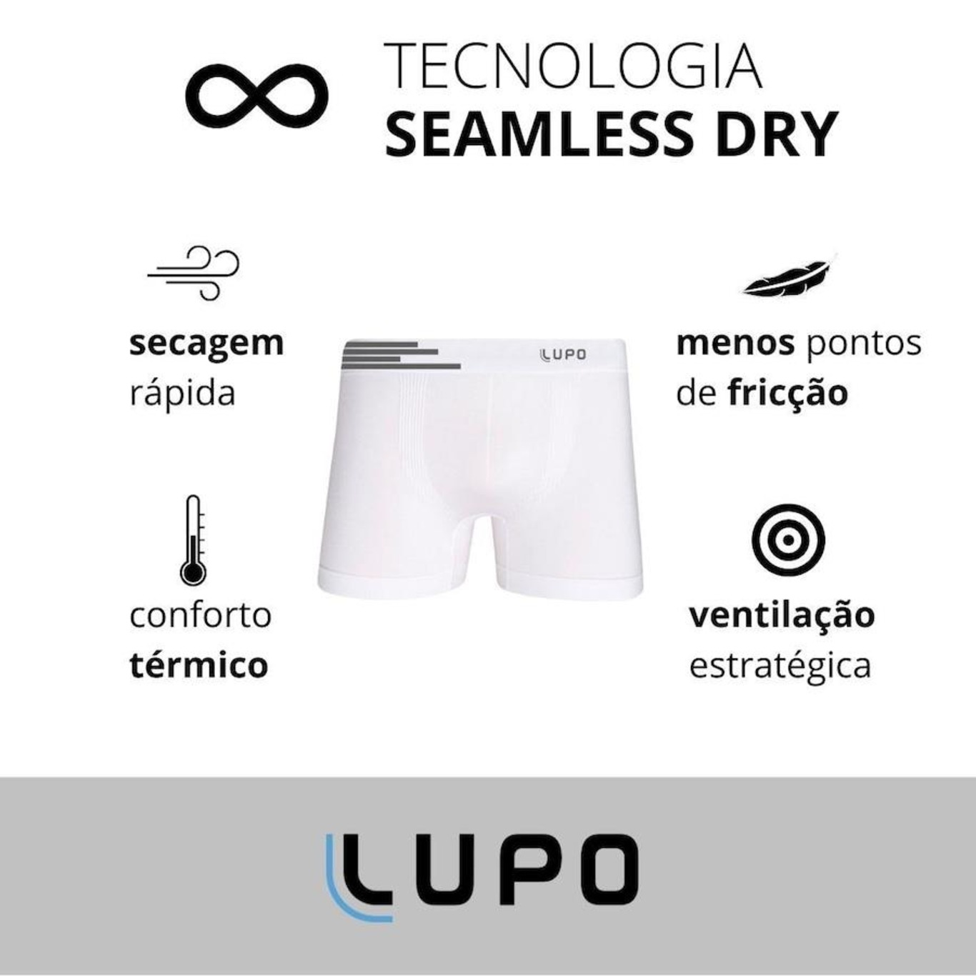 Cueca Boxer Lupo Microfibra Sem Costura Adulto Centauro 9220