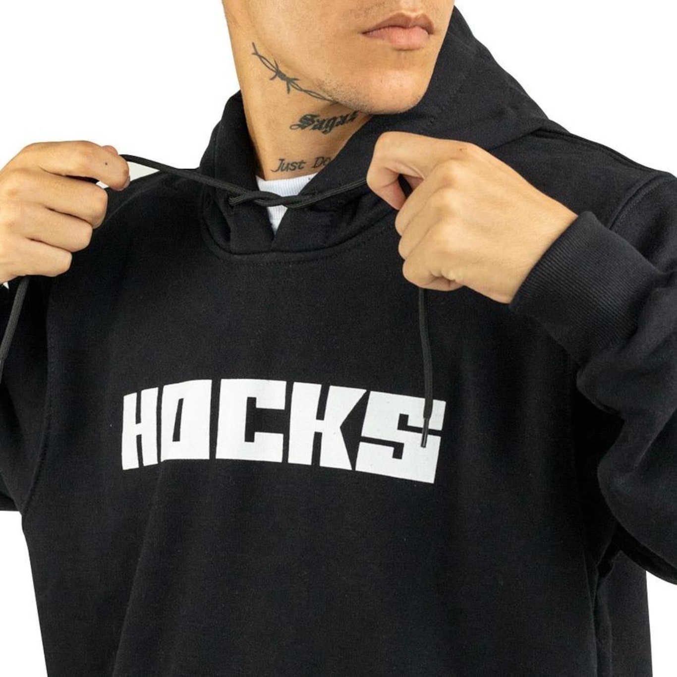 Blusão Moletom com Capuz Hocks Logo Letter - Masculino - Foto 2