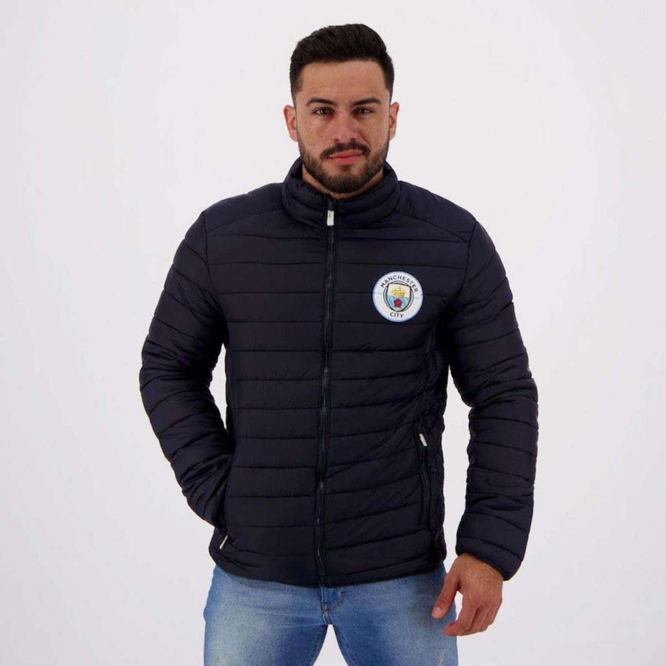 Jaqueta sem Capuz Kappa Padding Manchester City - Masculina - Foto 1