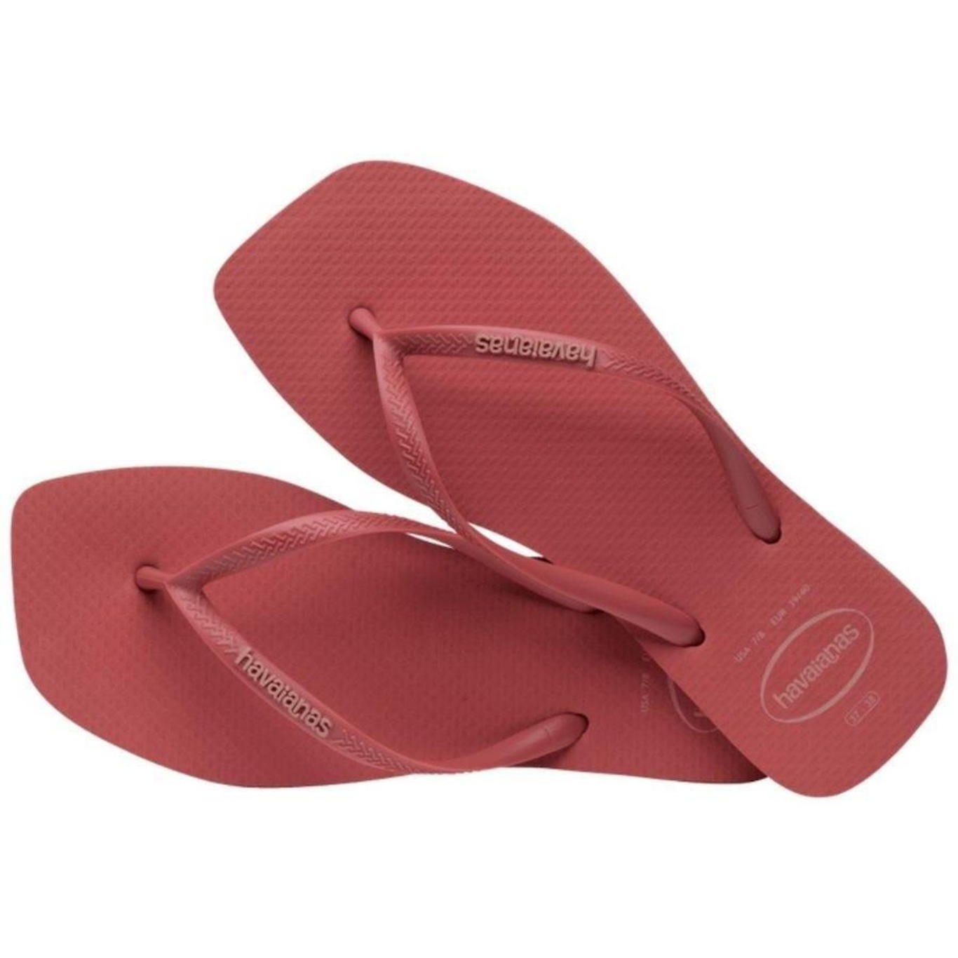 Chinelo Havaianas Slim Square Logo Pop Up Bico Quadrado - Feminino