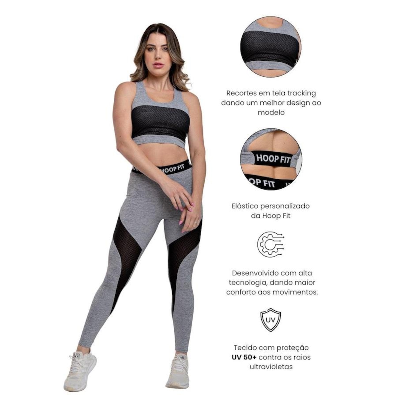 Top Nadador Fitness Hoopfit Feminino Academia Grey - Feminino - Foto 4