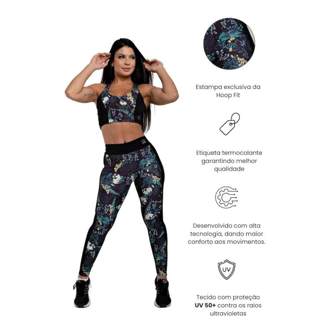 Calça Legging Hoop Fit Cós Médio Estampada - Feminina - Foto 2