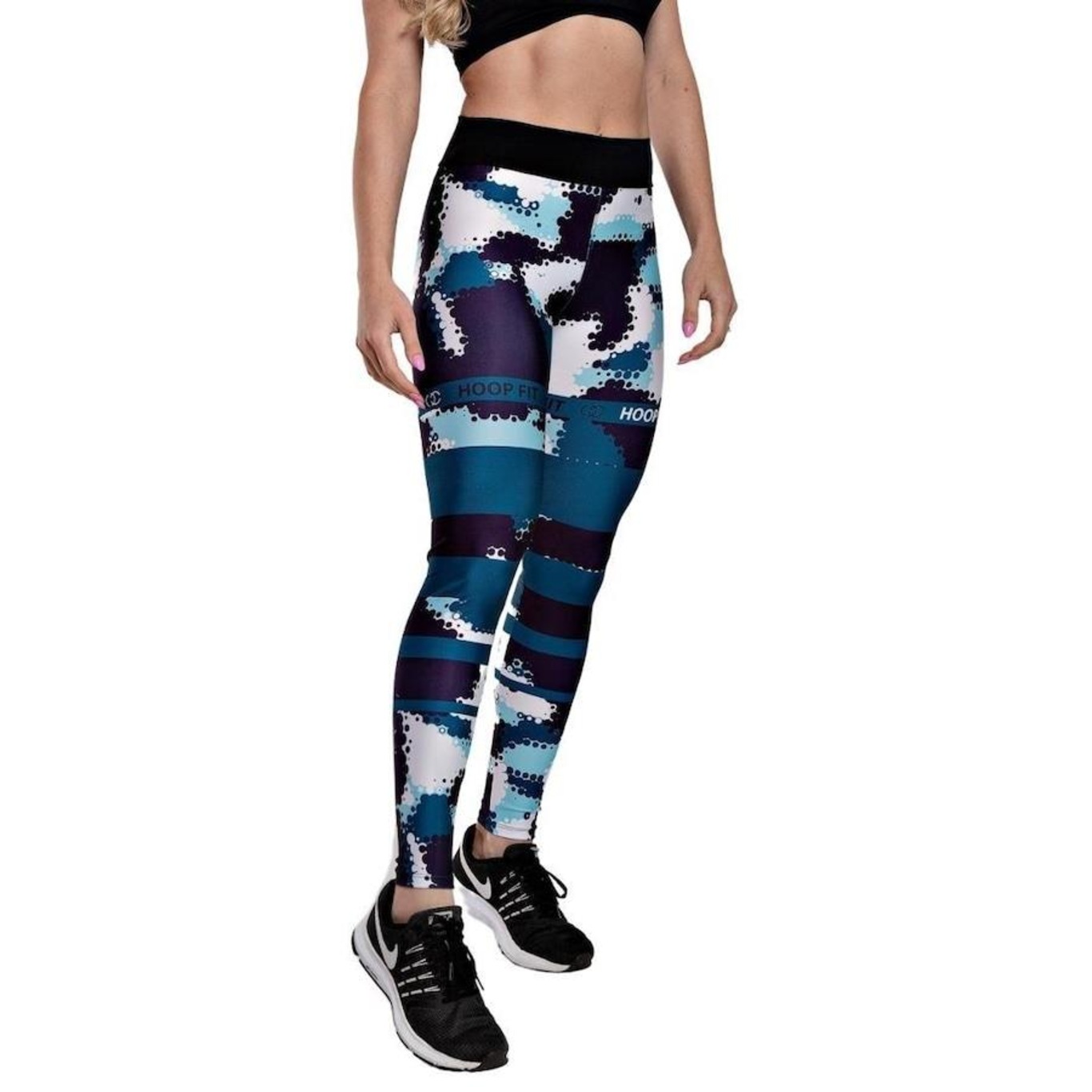 Calça Legging Hoop Fit cós Médio Estampada Acqua Fit - Feminina - Foto 1