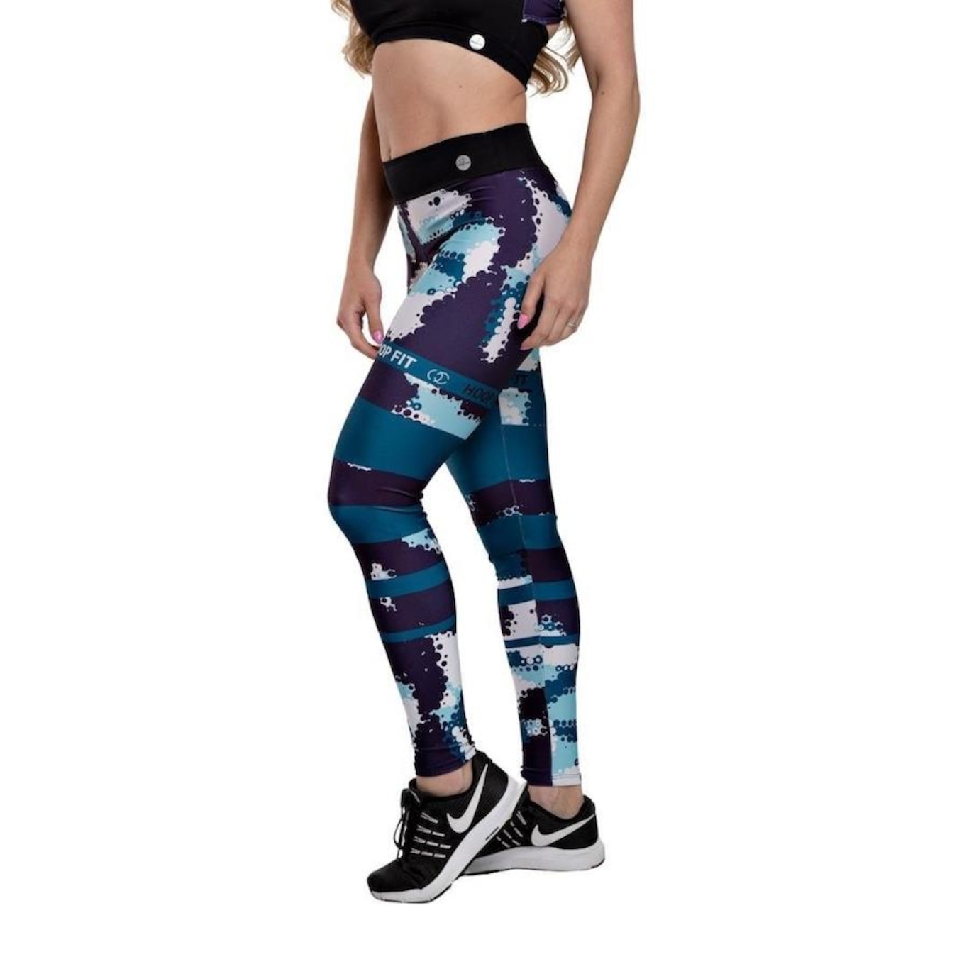 Calça Legging Hoop Fit cós Médio Estampada Acqua Fit - Feminina - Foto 2