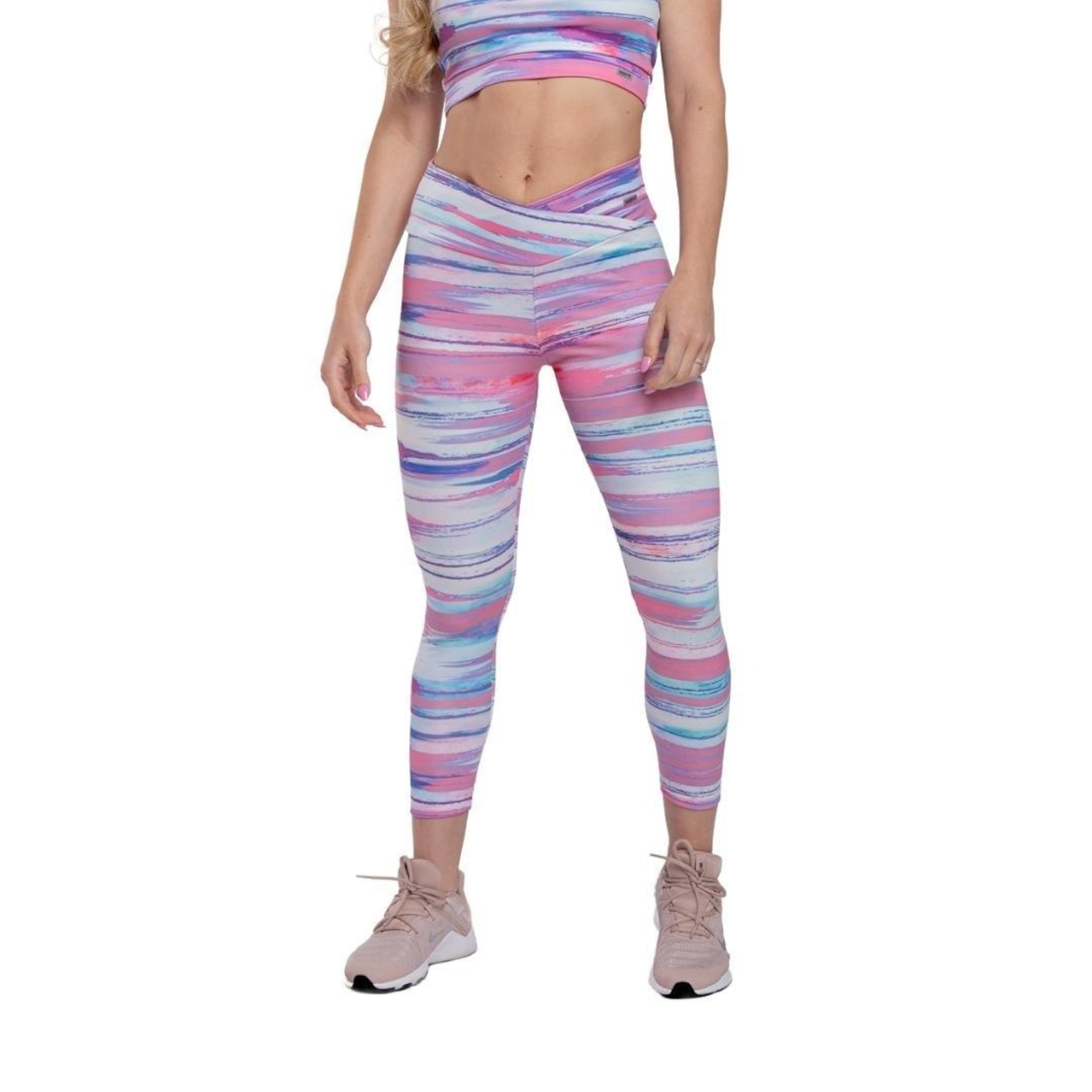 Calça Legging Hoopfit Cós Médio Estampada Fanni - Feminina - Foto 1